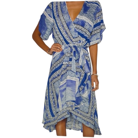 Parker Dresses & Skirts - Parker Dominica Olympos Blue Faux Wrap Dress